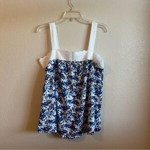 Divided by H&M Sleeveless Tank Top with Eyelet Trim and Button Detail Size 12